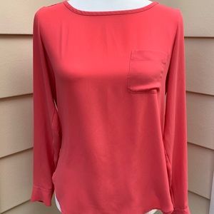 Loft Coral Long Sleeve with Adjustable Tabs Blouse